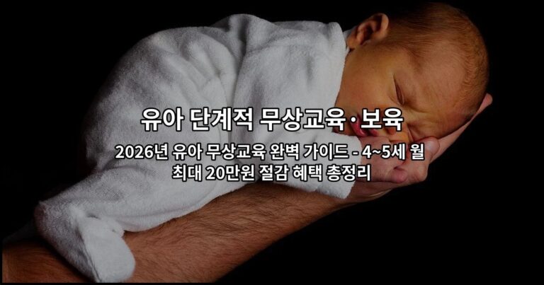2026년 유아 무상교육 완벽 가이드 – 4~5세 월 최대 20만원 절감 혜택 총정리