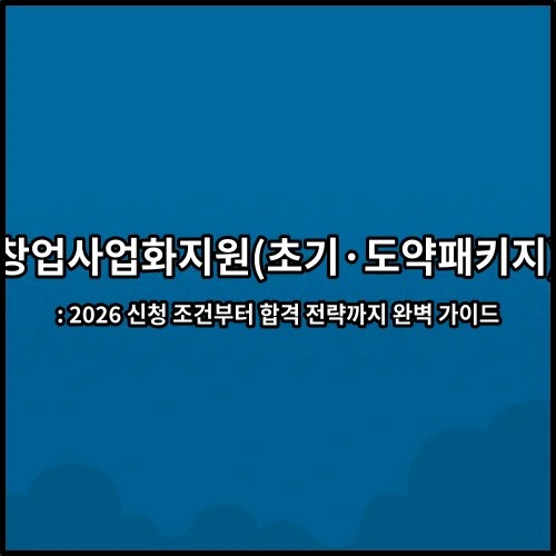 창업사업화지원(초기·도약패키지) : 2026 신청 조건부터 합격 전략까지 완벽 가이드