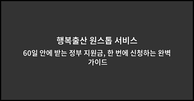 행복출산 원스톱 서비스 60일 안에 받는 정부 지원금, 한 번에 신청하는 완벽 가이드